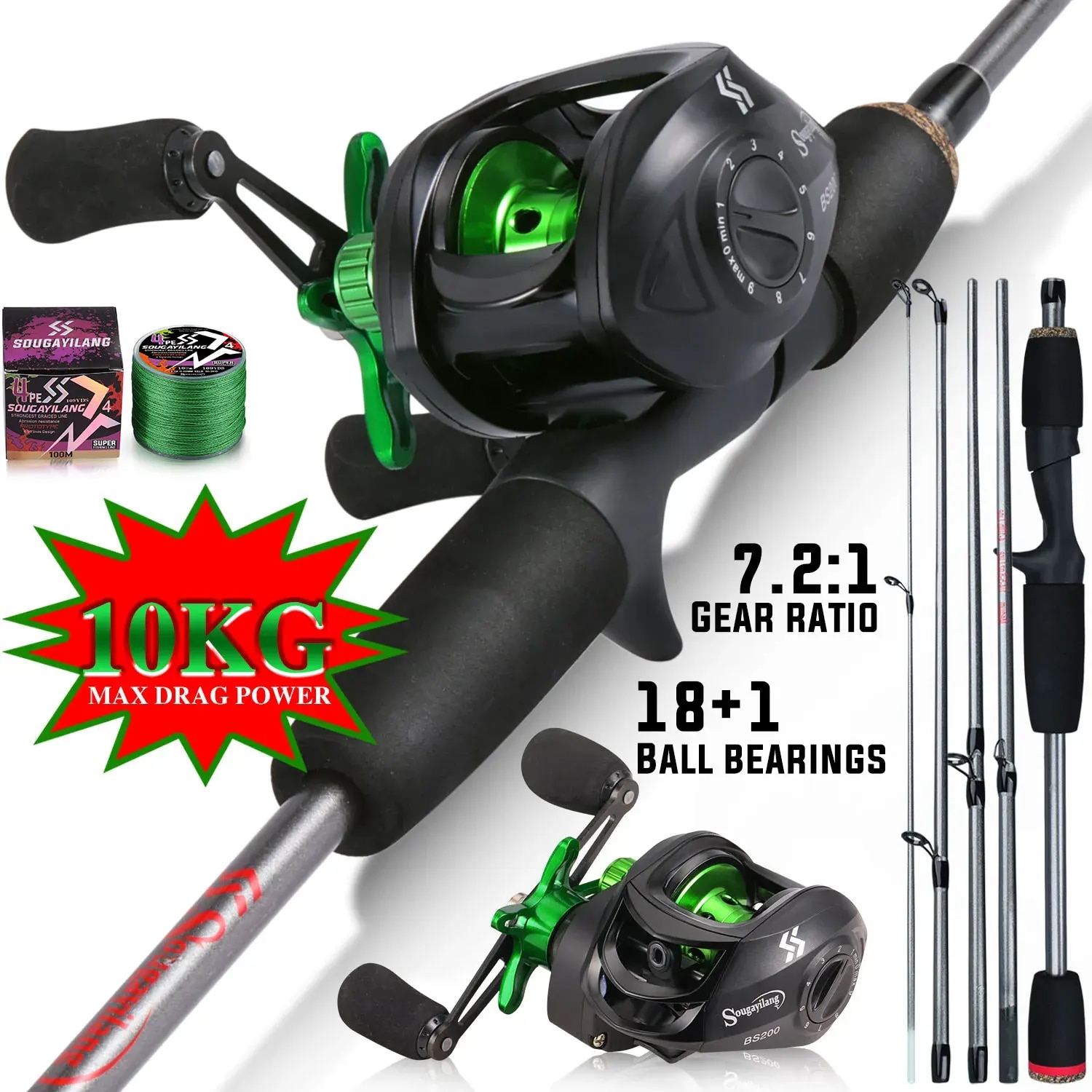 Fishing Rod Carbon Fiber - Wędka Sougayilang Combo 1,7 m Wędka