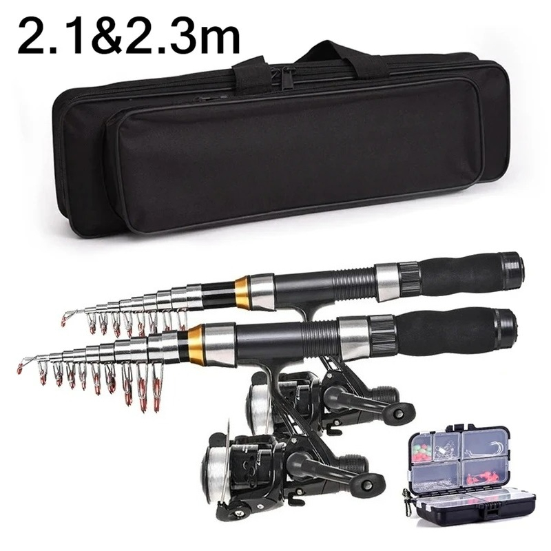 Fishing Rod Carbon Fiber - BRAVMAK 2.1/2.3 m Teleskopowy Zestaw Wędkarski